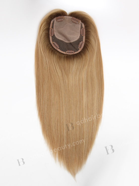 In Stock 5.5"*6.5" European Virgin Hair 16" All One Length Straight #8/25/60,Roots #9 Color Silk Top Hair Topper-151